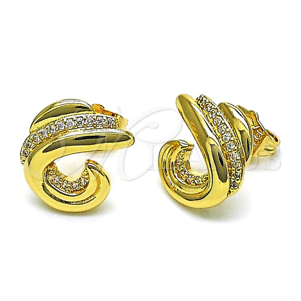 Arete Dormilona 02.156.0657 Oro Laminado, con Micro Pave Blanca, Pulido, Tono Dorado