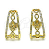 Arete Dormilona 02.156.0660 Oro Laminado, Diseño de Rolo, con Blanca Micro Pave, Pulido, Tono Dorado
