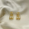 Arete Dormilona 02.156.0660 Oro Laminado, Diseño de Rolo, con Blanca Micro Pave, Pulido, Tono Dorado