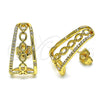 Arete Dormilona 02.156.0660 Oro Laminado, Diseño de Rolo, con Blanca Micro Pave, Pulido, Tono Dorado