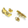 Arete Dormilona 02.156.0662 Oro Laminado, Diseño de Corazón, con Blanca Micro Pave, Pulido, Tono Dorado