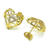 Arete Dormilona 02.156.0663 Oro Laminado, Diseño de Corazón, con Blanca Micro Pave, Pulido, Tono Dorado