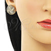 Arete Dormilona 02.156.0664 Oro Laminado, con Blanca Micro Pave, Pulido, Tono Dorado