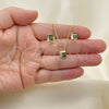 Juego de Arete y Dije de Adulto 10.156.0471.1 Oro Laminado, con Verde and Blanca Zirconia Cubica, Pulido, Tono Dorado