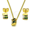 Juego de Arete y Dije de Adulto 10.156.0471.1 Oro Laminado, con Verde and Blanca Zirconia Cubica, Pulido, Tono Dorado