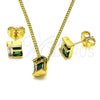 Juego de Arete y Dije de Adulto 10.156.0471.1 Oro Laminado, con Verde and Blanca Zirconia Cubica, Pulido, Tono Dorado
