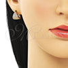 Argolla Huggie 02.195.0165.12 Oro Laminado, con Blanca Micro Pave, Pulido, Tono Dorado