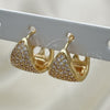 Argolla Huggie 02.195.0165.12 Oro Laminado, con Blanca Micro Pave, Pulido, Tono Dorado