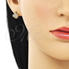 Argolla Huggie 02.195.0168.10 Oro Laminado, Diseño de Cruz, con Blanca Micro Pave, Pulido, Tono Dorado