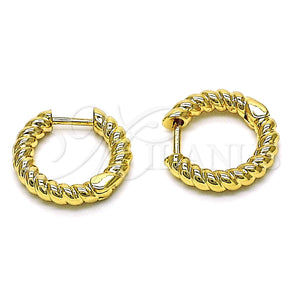 Argolla Huggie 02.195.0169.15 Oro Laminado, Diseño de Torcido, Pulido, Tono Dorado