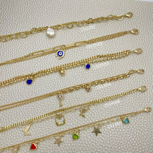 Kit Surtido de 15 Pulseras Dobles de Oro Laminado al por mayor — SKU 152399