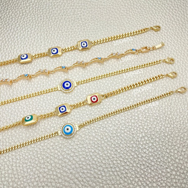 Kit Surtido de 20 Pulseras con Ojo Turco y Marco de Oro Laminado al por mayor — SKU 152403