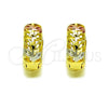 Argolla Huggie 02.102.0072.15 Oro Laminado, Diseño de Oja, Pulido, Tres Tonos