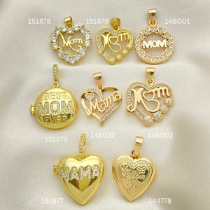 Kit Surtido de 25 Dijes para Mamá de Oro Laminado al por mayor — SKU 152451