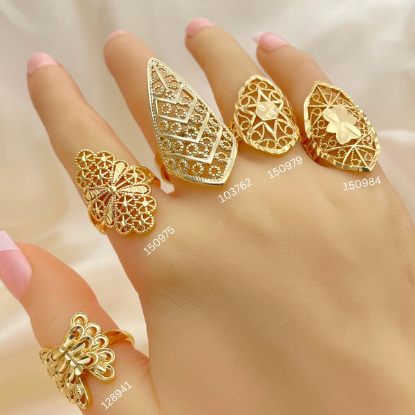 Kit Surtido de 20 Anillos de Encaje de Filigrana de Oro Laminado al por mayor — SKU 152462