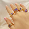 Kit Surtido de 20 Anillos con Zirconia Amatista Morada de Oro Laminado al por mayor — SKU 152465