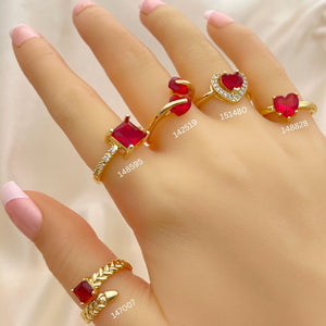 Kit Surtido de 20 Anillos con Granate y Zirconia Roja de Oro Laminado al por mayor — SKU 152473
