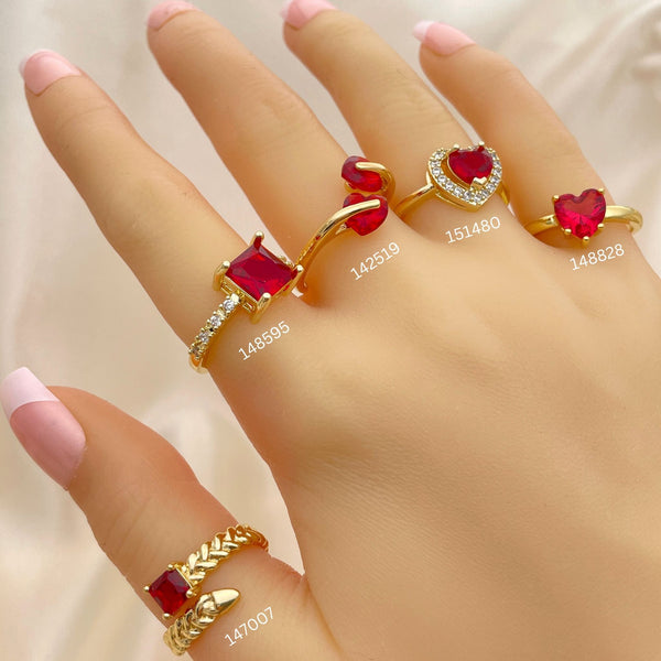 Kit Surtido de 20 Anillos con Granate y Zirconia Roja de Oro Laminado al por mayor — SKU 152473