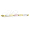 Pulsera Solida 03.102.0061.08 Oro Laminado, Pulido, Tres Tonos (07 MM Thickness, 8 Inches Length)