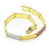 Pulsera Solida 03.102.0061.08 Oro Laminado, Pulido, Tres Tonos (07 MM Thickness, 8 Inches Length)