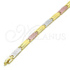 Pulsera Solida 03.102.0061.08 Oro Laminado, Pulido, Tres Tonos (07 MM Thickness, 8 Inches Length)