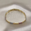 Pulsera Solida 03.102.0063.08 Oro Laminado, Diseño de Llave Griega, Pulido, Tres Tonos (07 MM Thickness, 8 Inches Length)