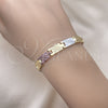 Pulsera Solida 03.102.0064.08 Oro Laminado, Diamantado, Tres Tonos (07 MM Thickness, 8 Inches Length)