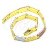 Pulsera Solida 03.102.0064.08 Oro Laminado, Diamantado, Tres Tonos (07 MM Thickness, 8 Inches Length)
