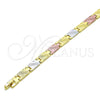 Pulsera Solida 03.102.0064.08 Oro Laminado, Diamantado, Tres Tonos (07 MM Thickness, 8 Inches Length)