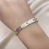 Pulsera Solida 03.102.0065.08 Oro Laminado, Diamantado, Tres Tonos (07 MM Thickness, 8 Inches Length)