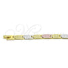 Pulsera Solida 03.102.0065.08 Oro Laminado, Diamantado, Tres Tonos (07 MM Thickness, 8 Inches Length)