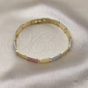 Pulsera Solida 03.102.0065.08 Oro Laminado, Diamantado, Tres Tonos (07 MM Thickness, 8 Inches Length)