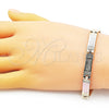 Pulsera Solida 03.102.0066.08 Oro Laminado, Diamantado, Tres Tonos (07 MM Thickness, 8 Inches Length)