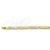 Pulsera Solida 03.102.0066.08 Oro Laminado, Diamantado, Tres Tonos (07 MM Thickness, 8 Inches Length)