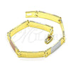 Pulsera Solida 03.102.0066.08 Oro Laminado, Diamantado, Tres Tonos (07 MM Thickness, 8 Inches Length)