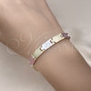 Pulsera Solida 03.102.0067.08 Oro Laminado, Diamantado, Tres Tonos (07 MM Thickness, 8 Inches Length)