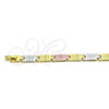 Pulsera Solida 03.102.0067.08 Oro Laminado, Diamantado, Tres Tonos (07 MM Thickness, 8 Inches Length)