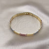 Pulsera Solida 03.102.0067.08 Oro Laminado, Diamantado, Tres Tonos (07 MM Thickness, 8 Inches Length)