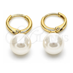 Arete Colgante 02.213.0462 Oro Laminado, Diseño de Bola, con Marfil Madre Perla, Pulido, Tono Dorado