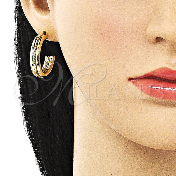 Argolla Mediana 02.213.0464.25 Oro Laminado, Diamantado, Tono Dorado