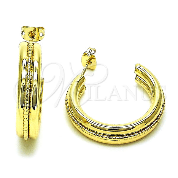 Argolla Mediana 02.213.0464.25 Oro Laminado, Diamantado, Tono Dorado