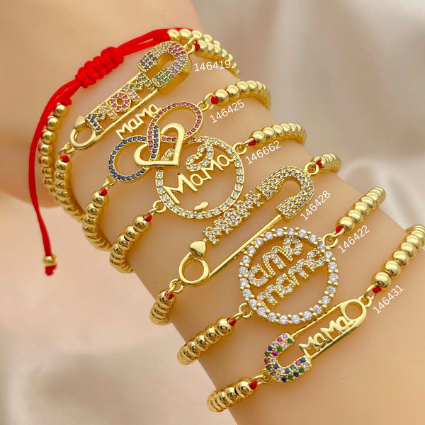 Kit Surtido de 20 Pulseras para Mamá de Oro Laminado al por mayor — SKU 152523