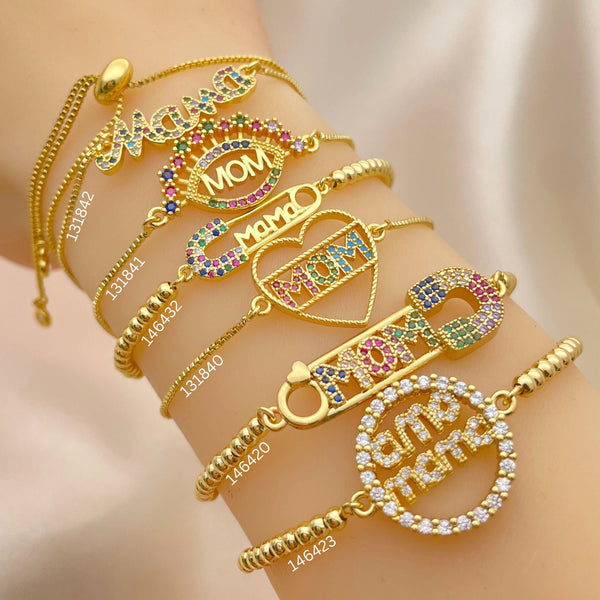 Kit Surtido de 20 Pulseras para Mamá de Oro Laminado al por mayor — SKU 152524