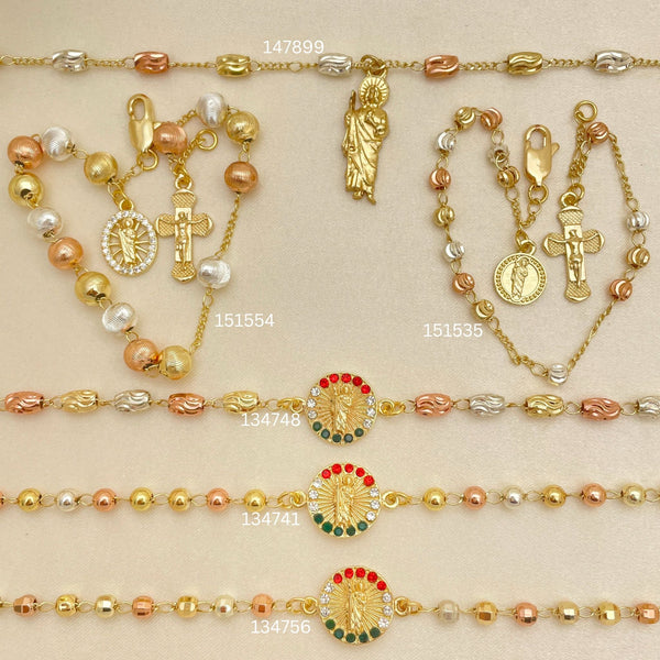 Kit Surtido de 20 Pulseras Rosario de San Judas de Oro Laminado al por mayor — SKU 152526