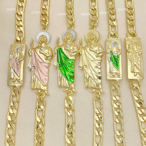 Kit Surtido de 18 Pulseras Religiosas de San Judas de Oro Laminado al por mayor — SKU 152528