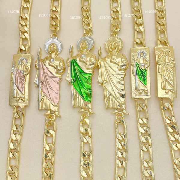 Kit Surtido de 18 Pulseras Religiosas de San Judas de Oro Laminado al por mayor — SKU 152528