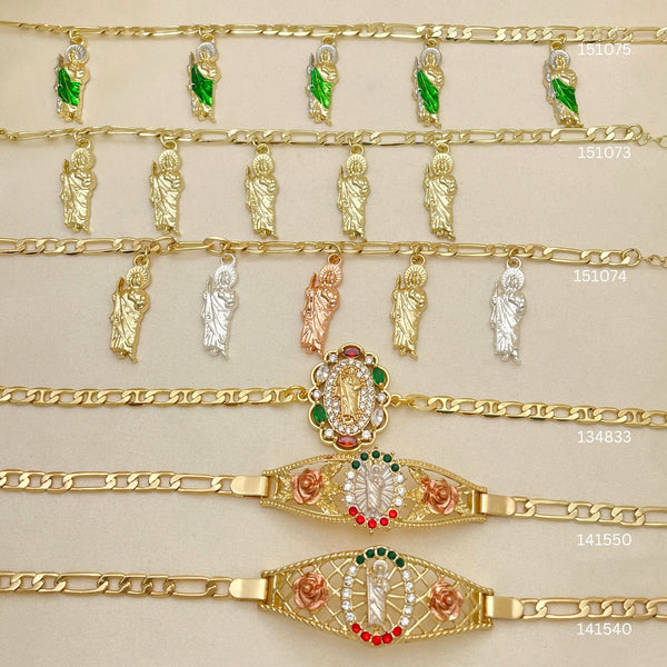 Kit Surtido de 20 Pulseras con Dije Elegante de San Judas de Oro Laminado al por mayor — SKU 152531