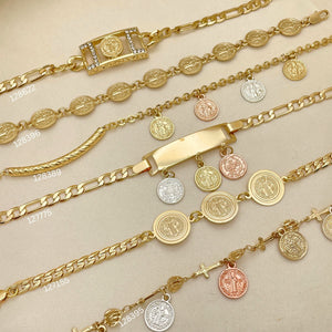 Kit Surtido de 20 Pulseras Elegantes de San Benito de Oro Laminado al por mayor — SKU 152533