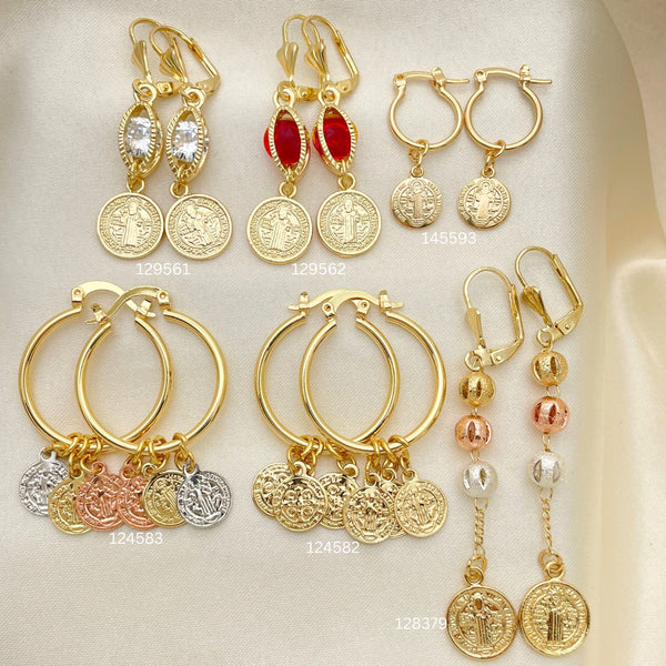 Kit Surtido de 30 Aretes de San Benito de Oro Laminado al por mayor — SKU 152537