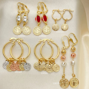 Kit Surtido de 30 Aretes de San Benito de Oro Laminado al por mayor — SKU 152537